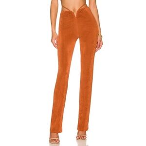 Revolve Superdown Irene Strappy Straight‎ Pants Size Small Rust Orange High Rise